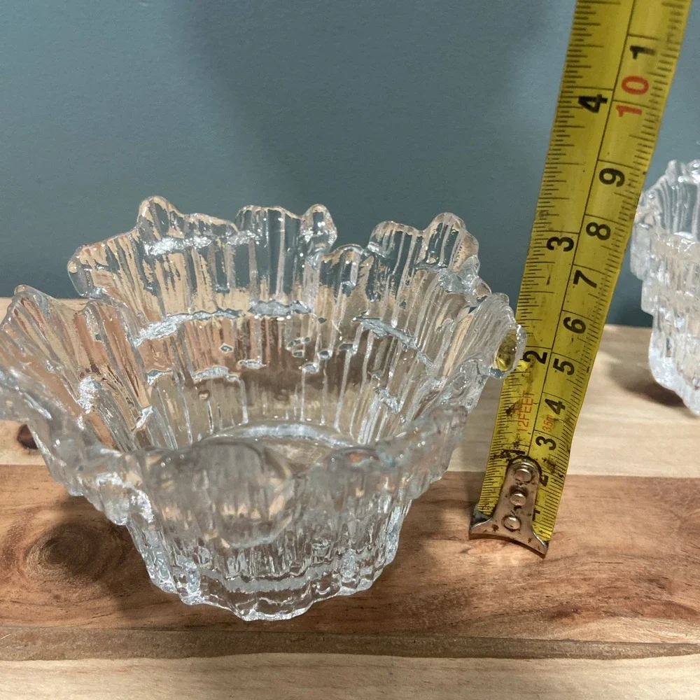 Vintage Viking Dalzell Glass Clear Ice Icesicle Votive Tealight Candle Holder